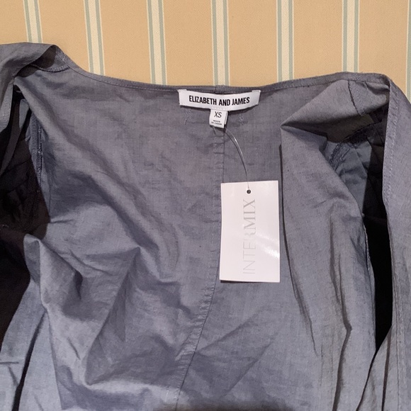 ELIZABETH AND JAMES FARRAH BLOUSON WRAP TOP CRISP STRETCH COTTON DENIM COLOR XS - Picture 10 of 12